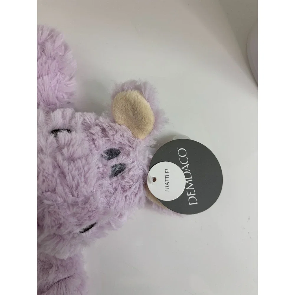 NWT Demdaco Hippo Lovey Plush Rattle Baby Triangle Purple Lilac Nat and Jules